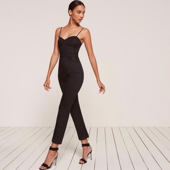 Reformation Pants - Reformation Norwood Black Sweetheart Jumpsuit Wide Leg Size 2